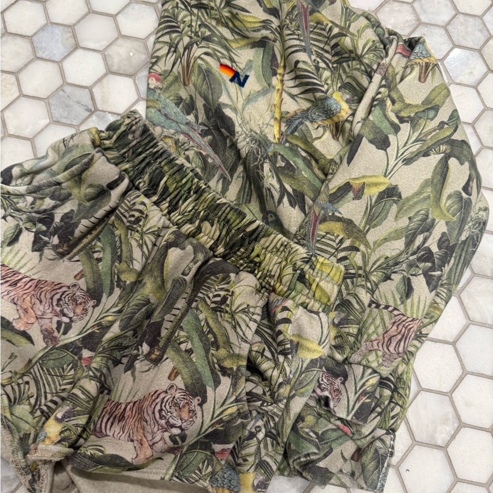 AVIATOR NATION | JUNGLE RELAXED CREW SWEATSHIRT + SHORT SET - SAND